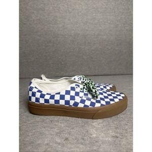 Vans Authentic Women's Blue White Checkerboard Canvas Gum Bottom shoes Size 8.5